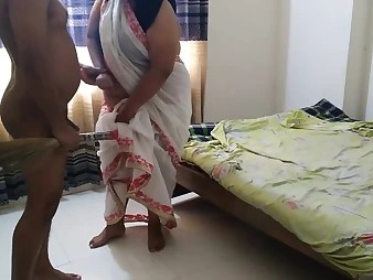Thrilled Indian Milf gets wrecked by a stranger's firm prick in a white saree