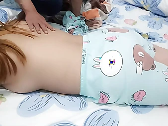 See this Japanese PLUMPER step-step-sister get wild and spray for her brothers' gift