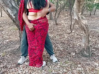 Super-fucking-hot Indian wife with pal gets tough fucky-fucky in public & inhales rock-hard in saree