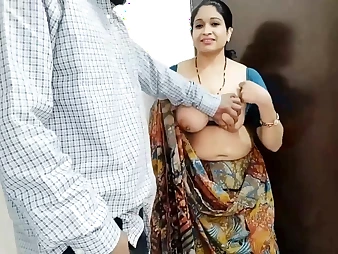 Observe Bhabhi's grubby chat as she fucks landlord for currency in HD Hindi vid