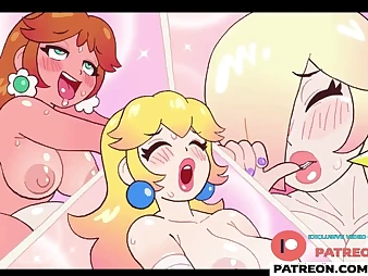 Lu Princess & Rosalina use their marvellous massager alongside satisfy their desires in this moistness futa anime porn video