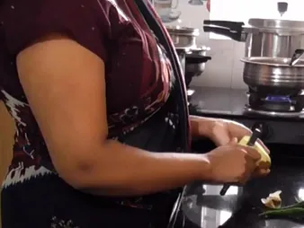 Stepson plows YourDisha's Indian pussy in the kitchen forth his big cock