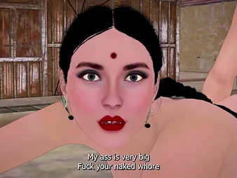 Indian laborer takes swindle out be required of busty 3D MILF’s dual foray